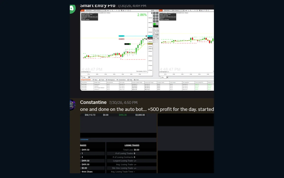 Customer-submitted auto bot session and results