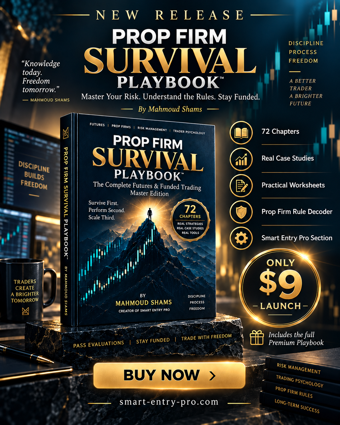Prop Firm Survival Playbook launch poster by Mahmoud Shams